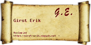 Girst Erik névjegykártya